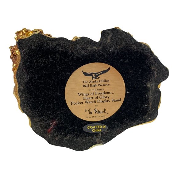 Franklin Mint Bald Eagle Wings of Freedom Heart of Glory Pocket Watch & Display - Picture 2 of 8